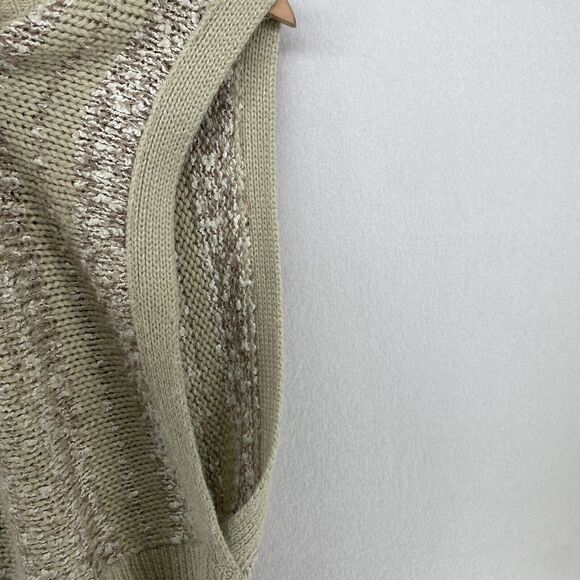 ESSENTIALS Sweater Womens L Chunky Slub Vest Boat Neck Pullover Beige Vintage 80 - Picture 7 of 14